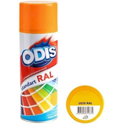 Краска аэрозольная акриловая ODIS standart RAL 1028 дынно-желтый 450мл