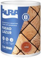 Декоративно-защитная лазурь для древесины "Aura Fasad Lazur" Орех 2,5л