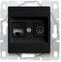Розетка Vesta-Electric Black для сетевого кабеля LAN + TV двойная без рамки