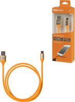 Дата-кабель, ДК 14, USB - USB Type-C, 1м, силиконовая оплетка, оранжевый, TDM