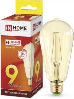Лампа светодиодная LED-ST64-deco gold 9Вт 230В Е27 3000К 810Лм золотистая IN HOME