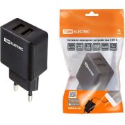 Сетевое зарядное устройство СЗУ 4, 2,1А, 2 USB, черный, TDM
