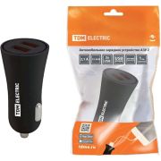Автомобильное зарядное устройство АЗУ 2, 2,1А, 2USB, черный TDM