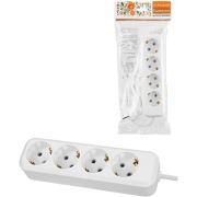 Удлинитель 4 гнезда, 1,5 метра, с/з, 16 А, 3680 Вт, белый, НАРОДНЫЙ У1-43053
