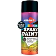 Краска аэрозольная акриловая AIM-ONE RAL 7021 черно-серый 450мл