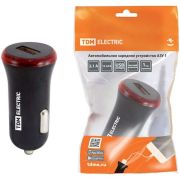Автомобильное зарядное устройство АЗУ 1, 2,1А, 1 USB, черный, TDM