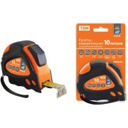 Рулетка 10мх25мм, тройная фиксация, автостоп, обрезиненный корпус, магнит «Алмаз» TDM