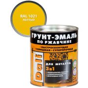 Грунт-эмаль по ржавчине 3в1 DALI RAL 1021 желтый 2л