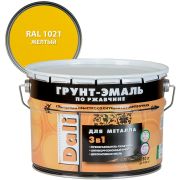 Грунт-эмаль по ржавчине 3в1 DALI RAL 1021 желтый 10л