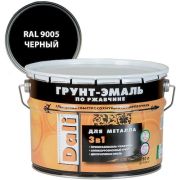 Грунт-эмаль по ржавчине 3в1 DALI RAL 9005 черный 10л