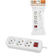 Удлинитель 3 гнезда, 3 метра, с/з, выкл., 10 А, 2300 Вт, белый, НАРОДНЫЙ У1-32055
