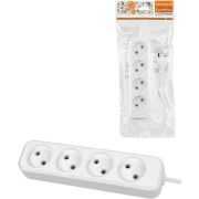 Удлинитель 4 гнезда, 10 метров, б/з, 10 А, 2300 Вт, белый, НАРОДНЫЙ У-42016