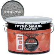 Грунт-эмаль по ржавчине 3в1 молотковая DALI серебристый 10л