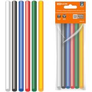 Клеевые стержни универсальные цветные, 11 мм x 100 мм, 6 шт, «Алмаз» TDM