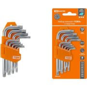 Набор ключей «TORX» с отверстием 9 шт, Т10-Т50, CrV «Алмаз» TDM