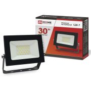 Прожектор светодиодный СДО-7 30Вт 230В 6500К IP65 черный IN HOME