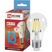 Лампа светодиодная LED-A60-deco 13Вт 230В Е27 4000К 1170Лм прозрачная IN HOME