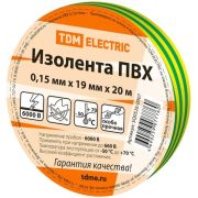 Изолента ПВХ 0,15х19мм Желто-Зеленая 20м TDM